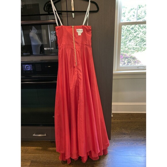 Sherri Hill Dress Size 10 Prom Pageant Gala Formal Gown Flowy Red Gold  # 1924 - Picture 14 of 16